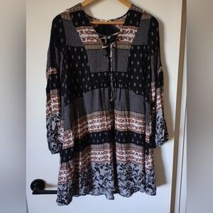 Mystree Bohemian Patchwork Patterned Dress Size Small